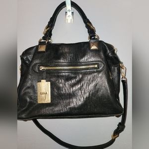 Michael Kors black leather purse with gold